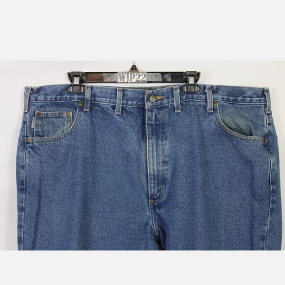 Carhartt Men's Size 46x30 Relaxed Fit Blue Denim Jeans B17-DST True to Size - Picture 7 of 7